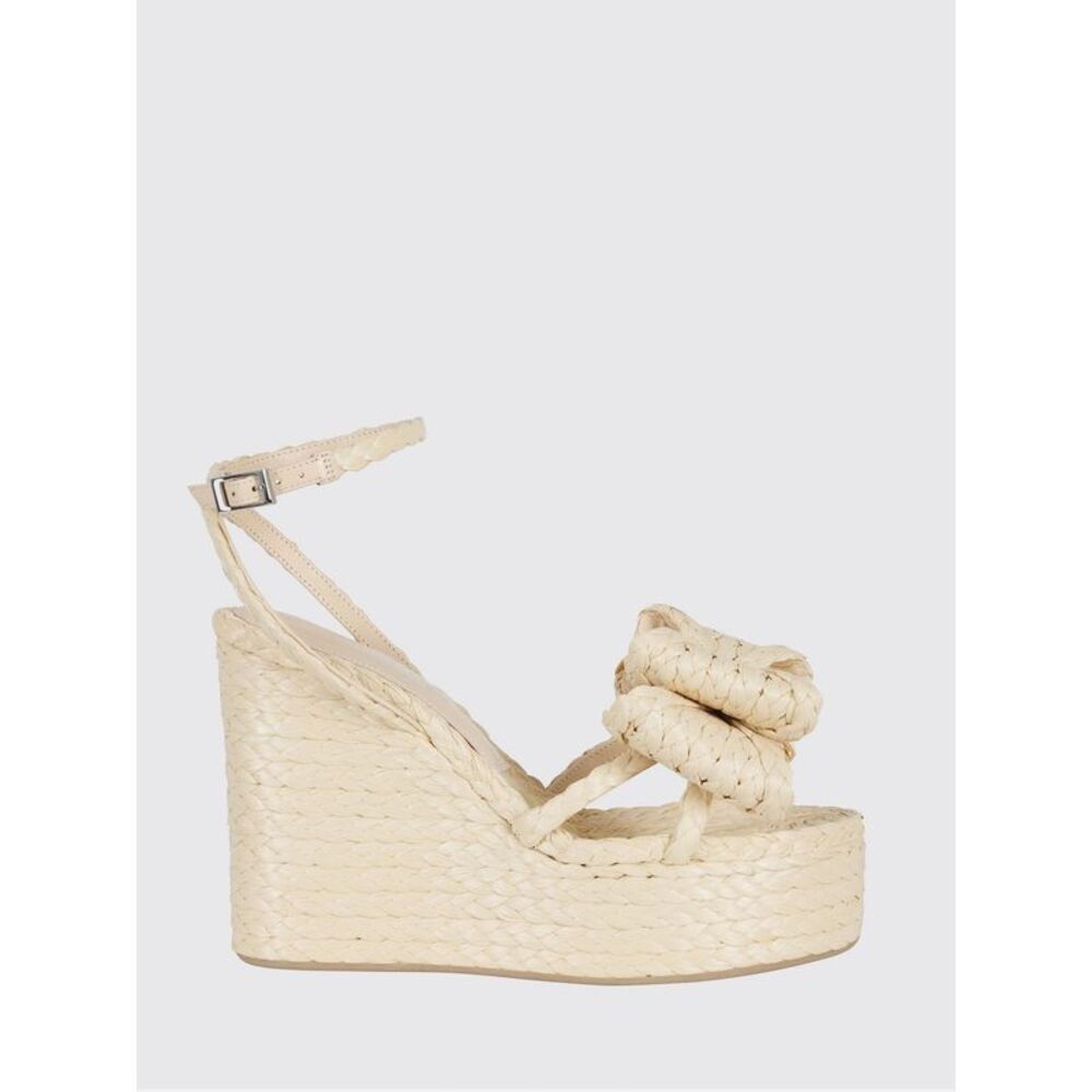 Mach&Mach Le Cadeau Bow Raffia Wedge Sandals With Bow And Platform